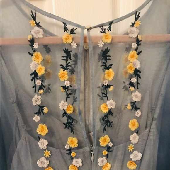 #034. French Connection tulle midi dress with floral embroidery - Picture 14 of 15